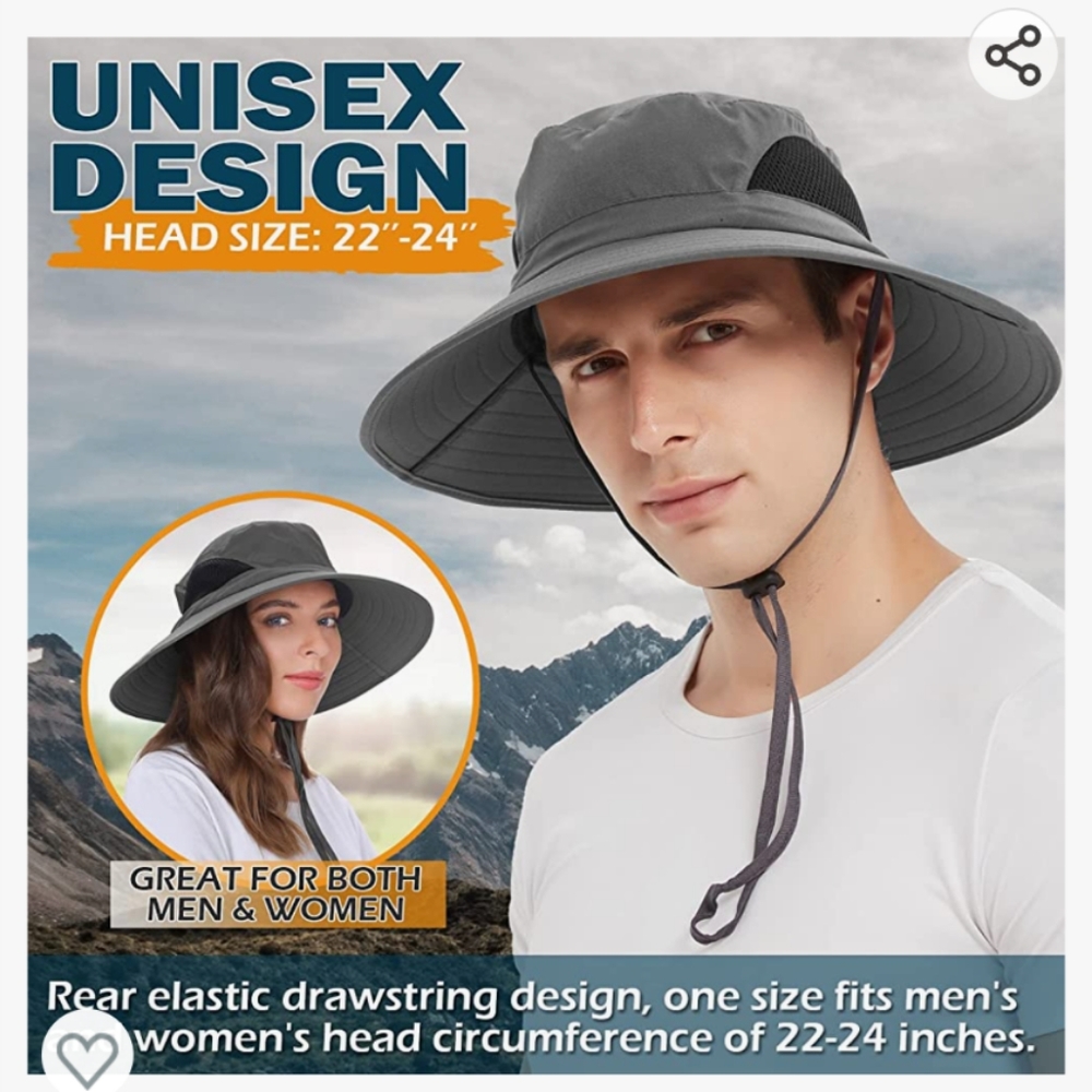 NWT Einskey UV Protection Unisex Gray Adjustable Strap Sun Hat